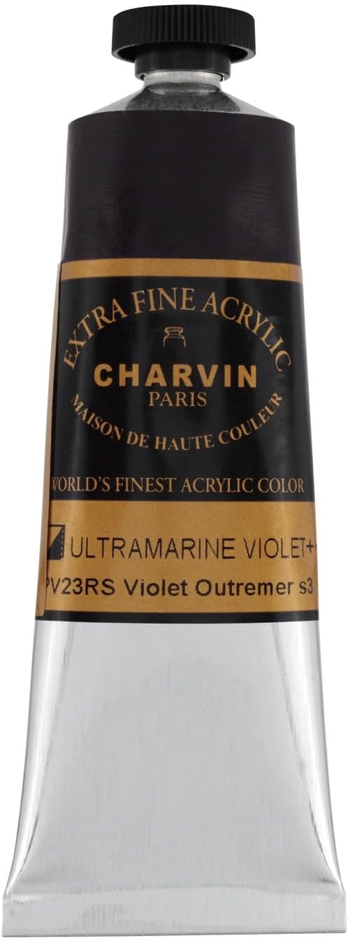 Charvin Extra Fine Professional Acrylic Paint - Ultramarine Violet, 60ml Tube, Triple-Milled, Lightfast Pigments, Open Stock Artist Acrylic Paints in Nature-Inspired Hues