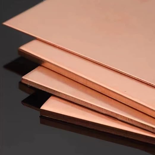 4 Pcs 99.9% Pure Copper Sheet Metal, 6" x 6", 20 Gauge(0.8mm) Thickness, Double Sided Film Attached Copper Sheets Plates for Crafting, Modelers, Jewelry, Repairs, Electrical