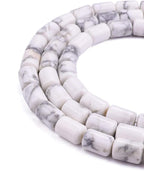 Natural White Howlite Cylinder Stone Loose Semi Gemstone Beads for Jewelry Making 10mmx14mm 38cm