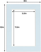 6x8 Mat for 8x10 Frame - Precut Mat Board Acid-Free Baby Blue 6x8 Photo Matte Made to Fit a 8x10 Picture Frame, Premium Matboard for Family Photos, Show Kits, Art, Picture Framing, Pack of 1 Mat