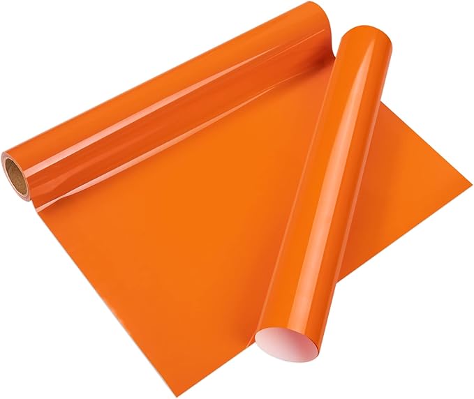 VINYL FROG Heat Transfer Vinyl Roll HTV Vinyl - 12" x5ft Orange Iron on Vinyl for T-Shirts, Heat Press Vinyl for Halloween DIY Craft Designs (Orange)