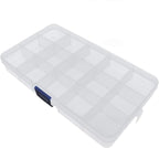 Xiaoyztan Clear Plastic Organizer, 15 Small Grids with Adjustable Dividers, Jewelry Box Bead Storage Container for Small Parts, Fishing Tackle, DIY Crafts, and Earrings, 2Pcs