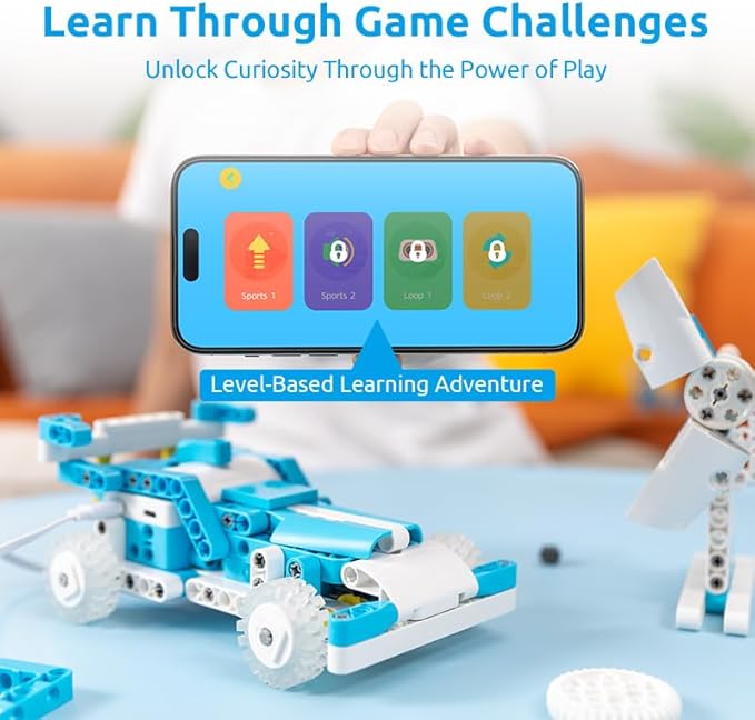 WhalesBot D1 21-in-1 STEM Coding Robot Kit for Kids (Ages 4+), 280+ Pieces Educational Building Set with APP-Controlled & Programming, 3D APP Guidance, Ideal Toy Gift for Boys & Girls
