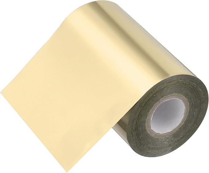 PATIKIL 4"x400Ft Hot Stamping Foil Paper, Heat Transfer Hot Stamping Paper Foil Roll for Leather DIY Logo Decor Craft Gift Package Scrapbook Card, Light Gold