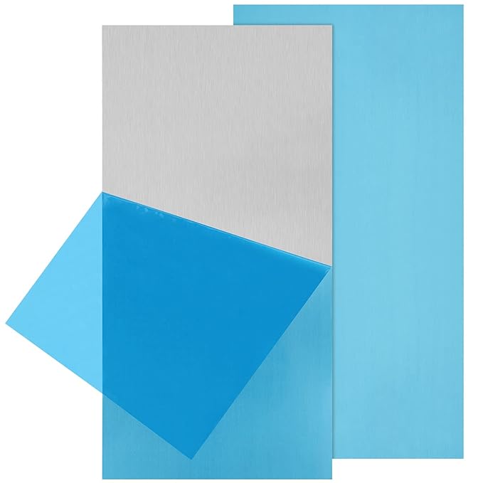 2Pack 6061 T651 Aluminum Sheet Metal 6 x 12 x 1/8 (0.125) Inch Flat Plain Aluminum Plate Covered with Protective Film, Heat Treatable Rectangle 3MM Aluminum Metal Plate for Crafting, lndustry