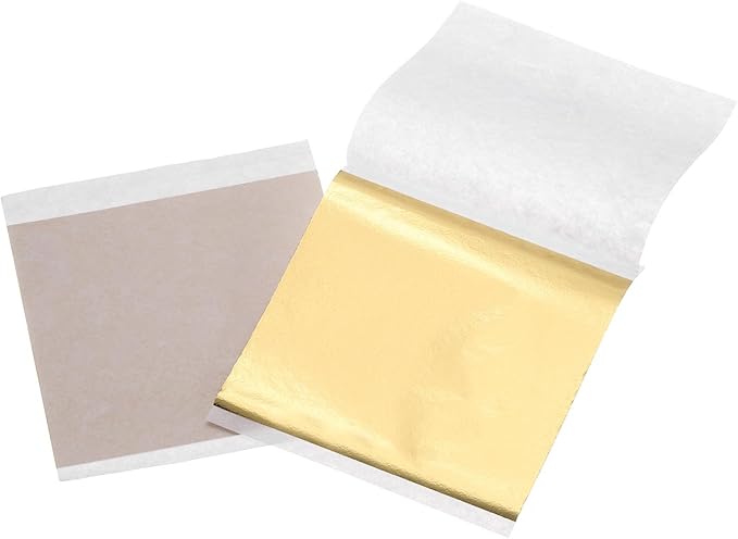 uxcell 100pcs Leaf Sheets, 3.5" x 3.5" Foil Sheets Paper Sheets for DIY Crafts Painting Nails Resin Furniture Decoration(Gold)