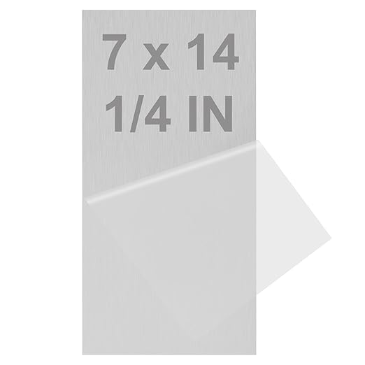 6061 T651 Aluminum Sheet Metal 7 x 14 x 1/4 Inch Flat Plain Aluminum Plate Covered with Protective Film, Heat Treatable Rectangle 6MM Aluminum Metal Plate for Industrial, Crafting