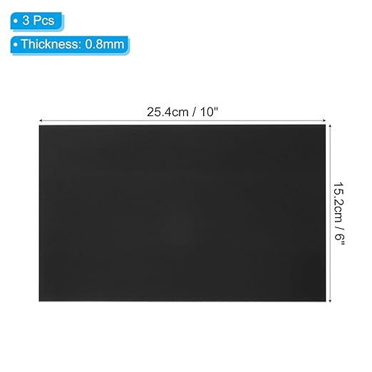 PATIKIL 6x10 Inch Anodized Aluminum Sheet Metal, 3Pcs Laser Plates Engraving Blanks 0.5MM Thin Rectangle for Crafting DIY House Laser Engraving, Black