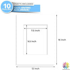 MBC Mat Board Center, 10 Pack 12x16 for 8x10 White Picture Mats Frame Mattes, Bevel Cut, Acid Free, 4-ply Thickness