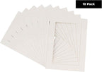 Pack of TEN 8x10 Mats Bevel Cut for 5x8 Photos - Acid Free Textured White Precut Matboards For Pictures, Photos, Framing - 4-ply Thickness