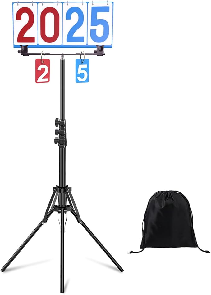 Purple River Manual Flip Scoreboard with Stand and Periods, Score Keeper for Outdoor/Indoor Games or Sports