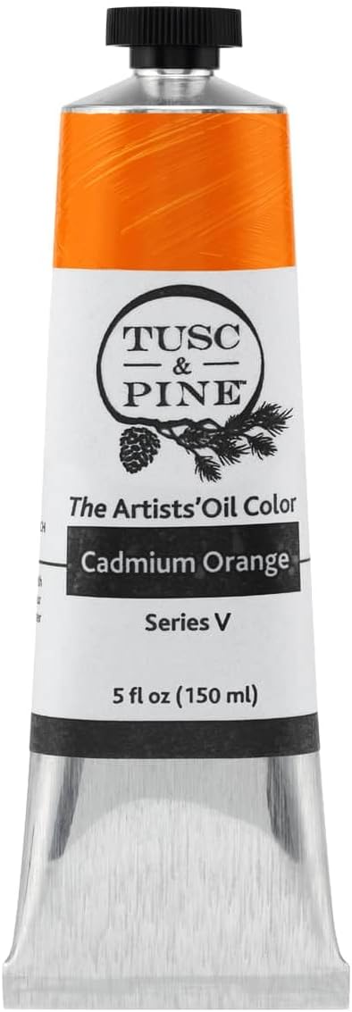 Tusc & Pine Artist Oil Paint - Cadmium Orange, 150 ml, Non-Yellowing, Rich & Creamy Consistency, Maximum Pigment Load, Small Batch Milled Oil Paints Made in the USA for Professional Artists