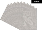 Pack of 25 Acid Free 11x14 Mats Bevel Cut for 8.5x11 Photos - Light Grey Suede Precut Matboards For Pictures, Photos, Framing - 4-ply Thickness
