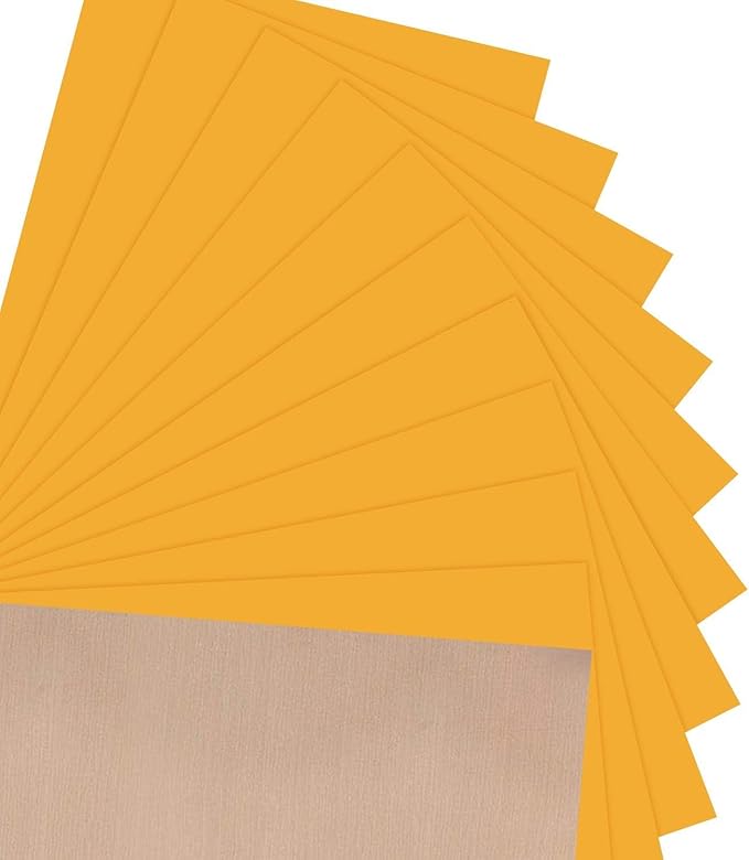 JANDJPACKAGING Heat Transfer Vinyl HTV for T-Shirts 12" x10” - Easy to Weed Iron on Vinyl Compatible with Cricut Cutting Machine & Silhouette Cameo 10Pack Dark Yellow