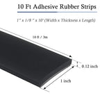 Neoprene Rubber Strips Self Adhesive Solid Rubber Sheets, Rolls & Strips for DIY Gaskets Crafts Pads Seals Warehouse Flooring Neoprene Sheet with Adhesive Backing (1" Wide x 1/8" Thick x 10' Long)