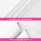 Vellum Paper, Cridoz 50 Sheets Vellum Transparent Paper 8.5 x 11 Inches Translucent Clear Paper for Printing Sketching Tracing Drawing Animation Wedding Invitations