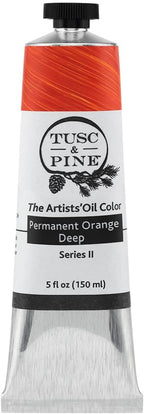 Tusc & Pine Artist Oil Paint - Permanent Orange Deep, 150 ml, Non-Yellowing, Rich & Creamy Consistency, Maximum Pigment Load, Small Batch Milled Oil Paints Made in the USA for Professional Artists