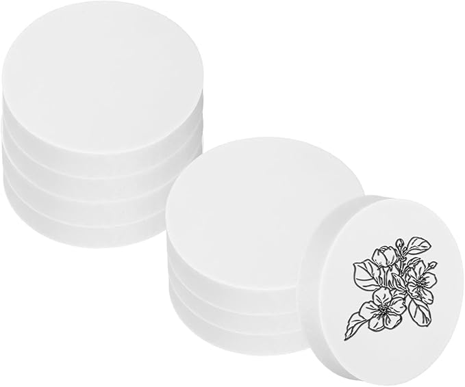 PATIKIL 8Pcs 2" Rubber Carving Blocks, Soft Linoleum Art Carving Block Round Crafts Stamp Making for Printmaking Stamps Carving Supplies, White