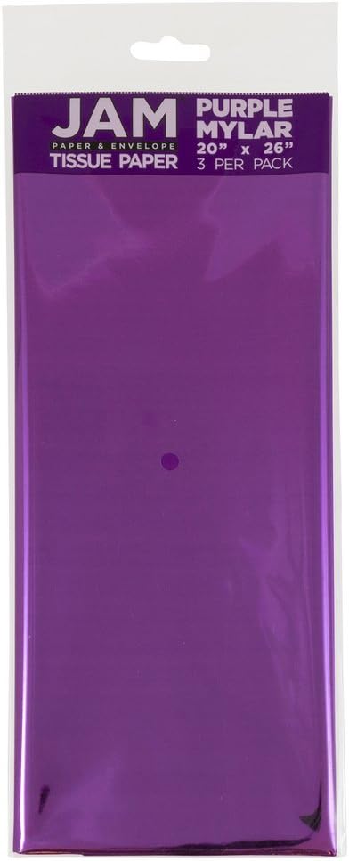 JAM PAPER Tissue Paper - Purple Mylar - 3 Sheets/Pack