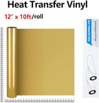 Guangyintong Heat Transfer Vinyl Rolls, 12" x 10ft Golden HTV for T-Shirts, Matte Surface, Easy to Cut & Weed for Heat Vinyl DIY Design