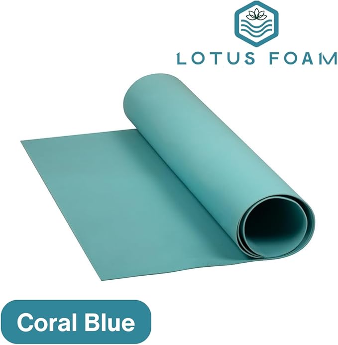 LotusFoam Large 3mm EVA Foam Sheet - 44"x 85" High Density Foam 130 kg/m3 for Cosplay, Costumes, Crafts, Flooring, Outdoor Use - 35 Colors (Coral Blue) - Coral Blue