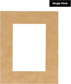 8.5x11 Mat Bevel Cut for 7x9 Photos - Acid Free Beige Suede Precut Matboard - For Pictures, Photos, Framing - 4-ply Thickness