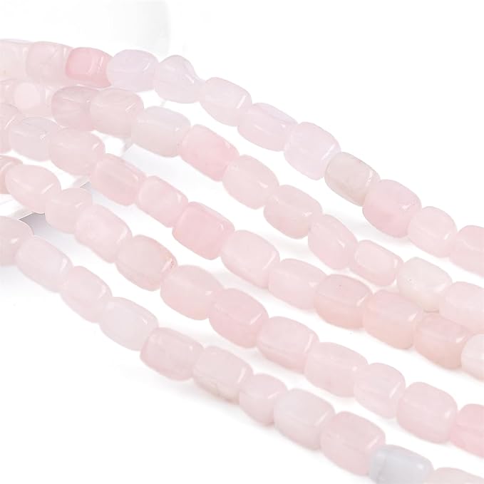 Natural Rose Quartz Cuboid Stone Loose Semi Gemstone Beads for Jewelry Making 8mmx12mm 38cm/Strand
