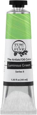 Tusc & Pine Artist Oil Paint - Luminous Green, 40 ml, Non-Yellowing, Rich & Creamy Consistency, Maximum Pigment Load, Small Batch Milled Oil Paints Made in the USA for Professional Artists