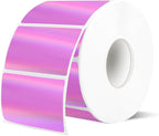 2.25"x1.25" Direct Thermal Labels, Holographic Thermal Printer Labels for Barcode, Self-Adhesive Address Shipping Thermal Label Stickers-1 Roll, 300 Labels, Holographic Pink
