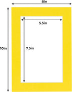 6x8 Mat for 8x10 Frame - Precut Mat Board Acid-Free Show Kit with Backing Board, and Clear Bags Yellow 6x8 Photo Matte Made to Fit a 8x10 Picture Frame Matboard for Framing, Pack of 100 Mats