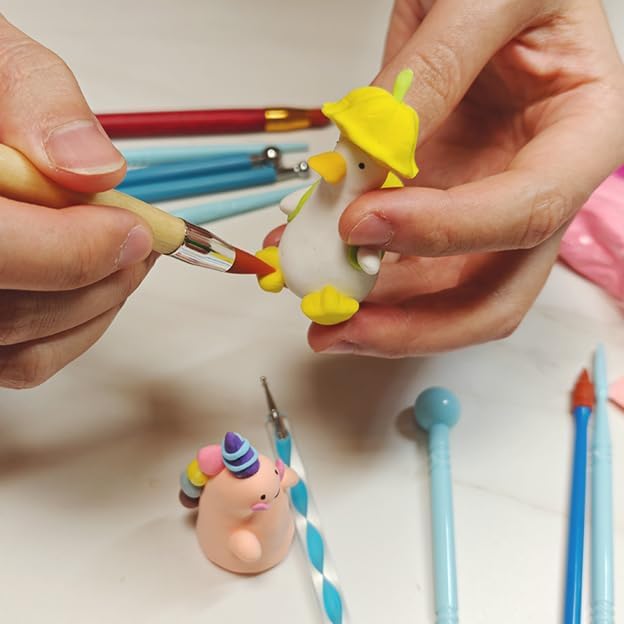 Polymer Clay Tools, Modeling Dotting Tools, Silicone Clay Sculpting Tool, Air Dry Clay Kit for Painting Embossing Scoring Modeling, Nail Art