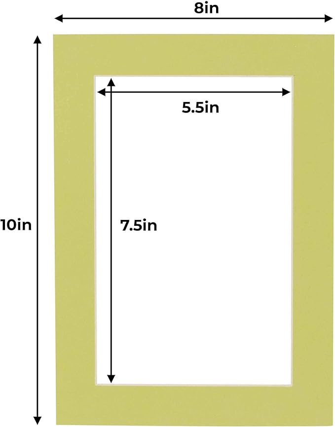 6x8 Mat for 8x10 Frame - Precut Mat Board Acid-Free Pistachio Green 6x8 Photo Matte For a 8x10 Picture Frame, Premium Matboard for Family Photos, Show Kits, Art, Picture Framing, Pack of 10 Mats