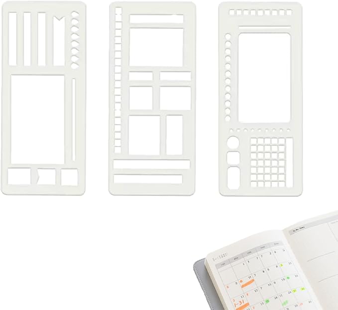 Handmade Flexible Record Template, Reusable Planner Stencils for Journaling, Calendar, Checklists, Scrapbooking & DIY Craft Supplies (A Set)