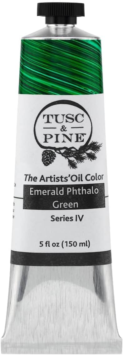 Tusc & Pine Artist Oil Paint - Emerald Phthalo Green, 150 ml, Non-Yellowing, Rich & Creamy Consistency, Maximum Pigment Load, Small Batch Milled Oil Paints Made in the USA for Professional Artists