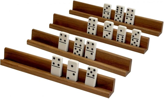 Easy-View Domino Racks for Maximum Visibility and Ease in organizing Your Hand. Solid American Black Walnut