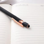 12 PCS 2 in 1 Stylus Ballpoint Pen with Stylus Tip, 1.0 mm Black Ink Metal Pen Stylus Pen for Touch Screens (Rose Gold & Black)