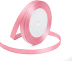 KMER LIFE Solid Color Light Pink Satin Ribbon, 3/8 Inches x 25 Yards Fabric Satin Ribbon for Gift Wrapping, Crafts, Hair Bows Making, Wreath, Wedding Party Decoration and Other Sewing Projects