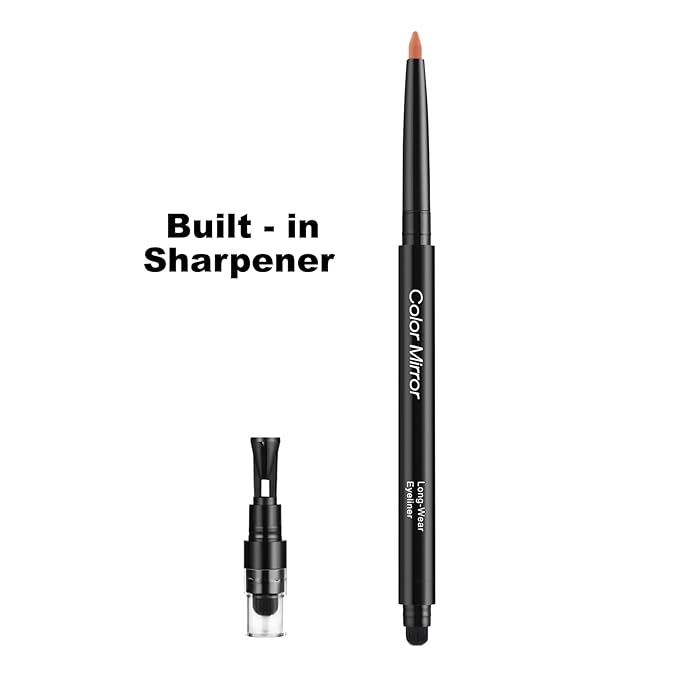 Smudge Proof Eyeliner, Waterproof Retractable Eye liner with Brush, Matte and Shimmer Eyeliner Pencil, Creamy Texture, Long lasting & Smooth(06 Orange Matte)