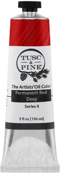 Tusc & Pine Artist Oil Paint - Permanent Red Deep, 150 ml, Non-Yellowing, Rich & Creamy Consistency, Maximum Pigment Load, Small Batch Milled Oil Paints Made in the USA for Professional Artists