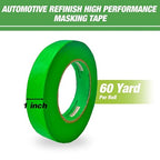 LAUCO DINOGREN High Performance Green Masking Tape for Car Paint, Detailing, & Auto Body - Heat & Water Resistant, Multi-Purpose (1 Inch x 60 Yards, 36 Rolls/Case)