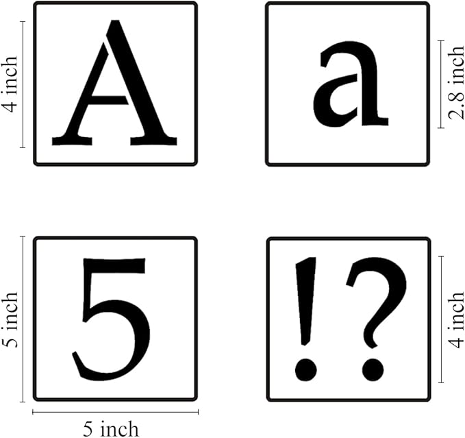 4 Inch Alphabet Letter Stencils for Painting - 70 Pack Letter and Number Stencil Templates with Signs for Painting on Wood, Reusable Letters and Numbers Stencils for Chalkboard Wood Signs & Wall Art