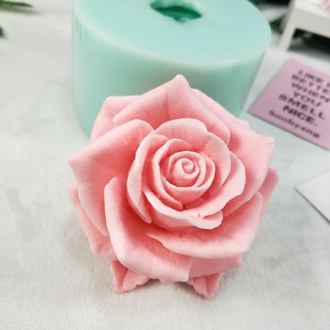 GreatMold 3D Blossom Rose Soap Mold Candle Mould Epoxy Resin Flower Crafts Silicone Molds Beautiful Rose Flower Wax Melt Cake Decoration Art Crafts Moulds