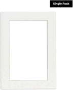 8x10 Mat Bevel Cut for 5x8 Photos - Acid Free Textured White Precut Matboard with Backing Board and Crystal Clear, Self Seal Photo Mat Bag - for Pictures, Photos, Framing - 4-ply Thickness