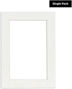 6x8 Mat for 8x10 Frame - Precut Mat Board Acid-Free Show Kit with Backing Board, and Clear Bags Textured White 6x8 Photo Matte Made to Fit a 8x10 Picture Frame Matboard for Framing, Pack of 1 Mat