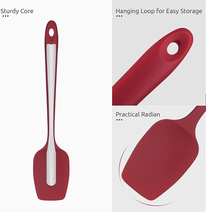 Heat Resistant Silicone Spatula Set: U-Taste 600ºF High Temp Seamless Food Grade Utensil, Flexible Rubber Silicon Kitchen Cooking Mixing Baking Scraper for Nonstick Cookware Set of 4 (Red)