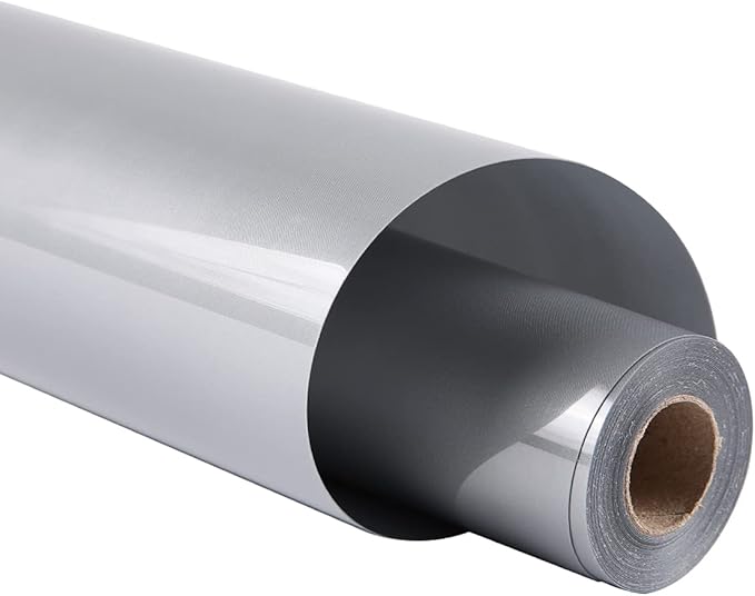 Guangyintong Silver Heat Transfer Vinyl HTV Rolls, 12" x 8ft Iron on Vinyl for T-Shirts, Glossy Surface, Easy to Cut & Weed for Heat Vinyl Design