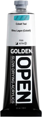 OPEN Slow-Drying Acrylics by GOLDEN, Cobalt Teal, 5 fl oz. tube, Professional Acrylic Paint, Semi-Opaque