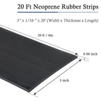 Neoprene Rubber Strips Self Adhesive Solid Rubber Sheets, Rolls & Strips for DIY Gaskets Crafts Pads Seals Warehouse Flooring Neoprene Sheet with Adhesive Backing (3" Wide x 1/16" Thick x 20' Long)
