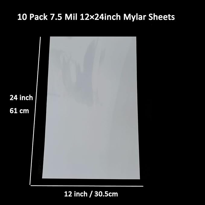 10 Pack 7.5 Mil Blank Stencil Sheets 12 x 24 inch Mylar Sheet Milky Translucent PET Blank Stencil Making Sheet Blank Mylar Templates for DIY Art Craft, Cricut, Silhouette, Template Material