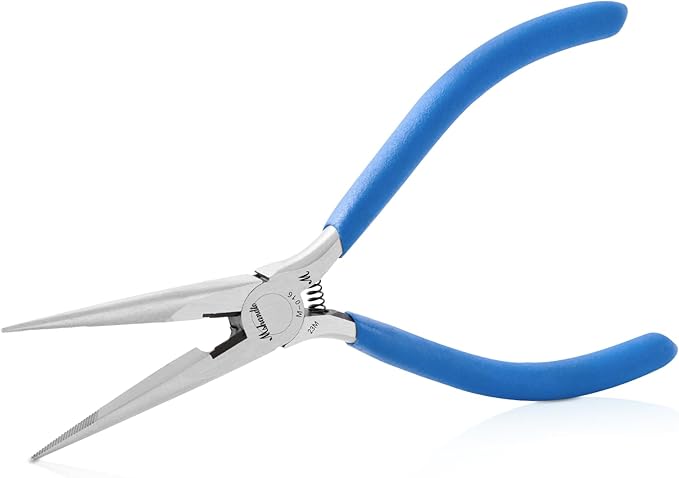 Needle Nose Pliers, mshandto 6.5" Long Nose Pliers for Wire Bending, High Carbon Steel Needle Nose Plier, Serrated Jaw Pliers for Jewelry Making Electronics Repair Object Grasping Craft Making (1Pack)